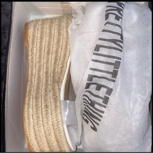 Clear buckle ankle strap flatform espedrille sandals